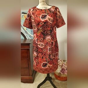 TALBOT WOMEN'S SHORT SLEEVE RED,PINK,BLACK BOHEMIAN PRINT, SIZE 12P.